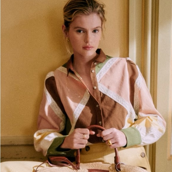 Sezane Tops - NWT Sezane Claudio multicolor pastel shirt 34 XS